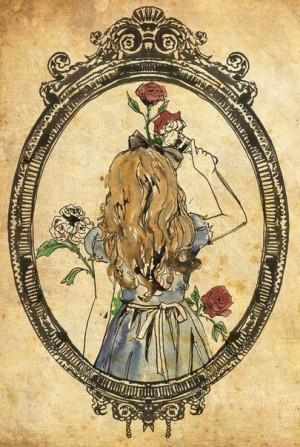 alice in wonderland, art, beautiful, girl, love, painting, the roses ...