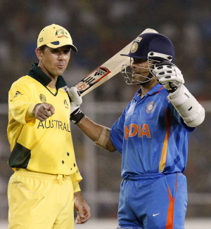 Ricky Ponting and Sachin Tendulkar have a chat