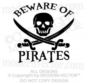 PIRATE THEME Beware of Pirates Quote Vinyl Wall Decal Nursery Boy Girl ...