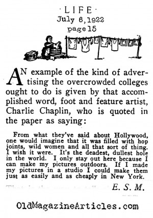 Charlie Chaplin 1920s Article