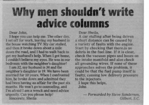 Why Men Should Not Write Advice Columns date