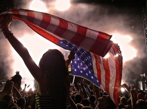 Raising a little hell at a concert.