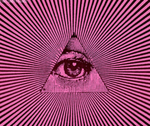 all seeing eye, iluminati, pink, trippy