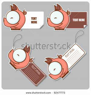 ... on Stock Vector Vector Set Of Tags And Stickers With Funny Cartoon Pig