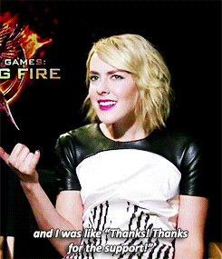 ... she called her to say she got to play Johanna Mason in Catching Fire
