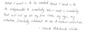 mutual addiction chuck palahnuik quote love quote love image love ...