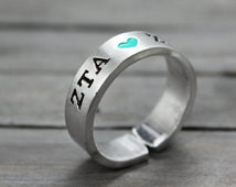 Zeta Tau Alpha Ring, Sorority Ring, Zeta Tau Alpha Jewelry, Hand ...