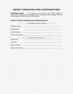 PAGE PROJECT COMPLETION ACCEPTANCE FORM - MICROSOFT WORD DOC