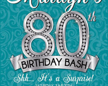 80th Birthday Invitation - Adult Birthday Party Invitation - Diamond ...
