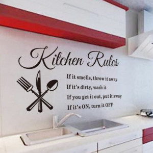 Quotes-Wall-Sticker-Kitchen-rules-Wall-Stickers-Sayings-And-Phrase ...
