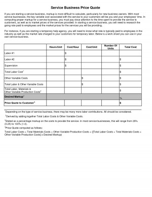 Service Business Price Quote template