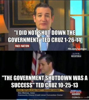 Ted Cruz Versus Ted Cruz on Shutting Down the Government