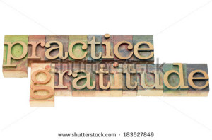 practice gratitude - isolated text in letterpress wood type printing ...