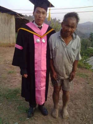 ... . On graduation day, the son said his father was his biggest pride