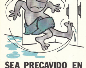 Vintage Safety Poster Spanish Langu age Workplace Man Slipping ...