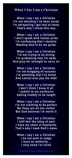 When I say I am a Christian poem (smaller scale) deep navy More