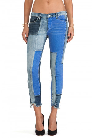 blank denim patchwork skinny jeans