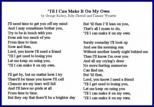 Til I Can Make It On My Own After Divorce Lyrics by Tammy Wynette