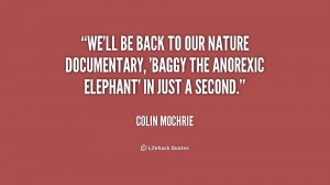 We'll be back to our nature documentary, 'Baggy the Anorexic Elephant ...