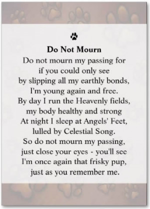 ... Paw Prints Photo Pet Remembrance Card with Do Not Mourn Poem on Back
