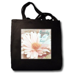 Beauty Inspirational Quote Pink Gerbera Floral Flowers - Black Tote ...