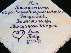 Mother of the Bride gift. Handkerchief by Passionate Prose. Wedding