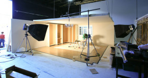 Film set construction at Halliford Film Studios