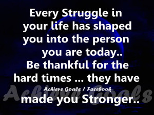 Every struggle in your life has shaped you ...