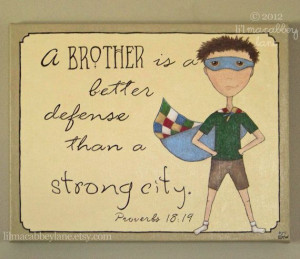 Scripture quote boy superhero canvas painting: A Brother's Defense ...