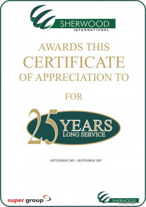 Sandle Long Service Award Certificate Template