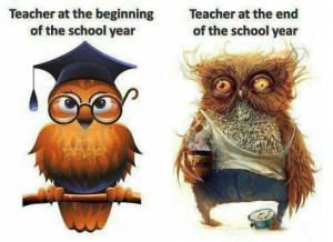 Teacher at the beginning and end of the school year