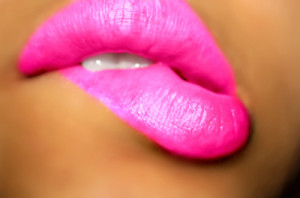 bite, lip stick, lips, neon, pink
