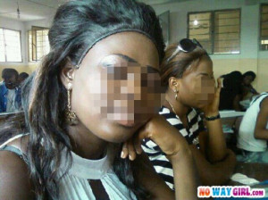 Poor woman with bad weave. Where are her friends?