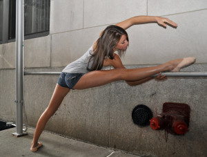 Urban Flex Shoot, NYC - dancer stretching (via Marcello de Chirico )