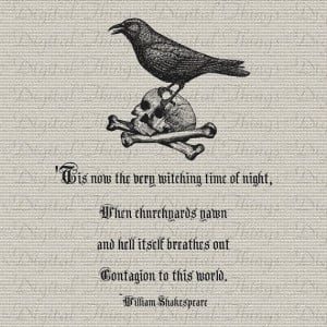 Halloween Skull Raven William Shakespeare Quote Wall Decor Printable ...
