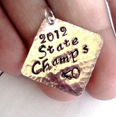 Cheer Charm State Champs Silver stamped charm by MetalAdornments, $40 ...