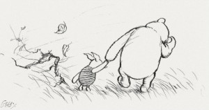 art, blustery, day, drawing, drawn, leaves, wind, winnie the pooh