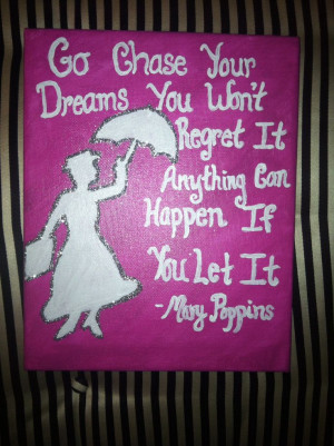 Mary poppins quote canvas dreams glitter
