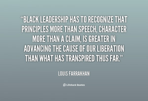 black leadership has to recognize that principles more than speech