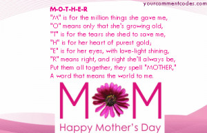 Quotes on Mother S Day Quotes Myspace Comment Graphic Codes Mother S ...