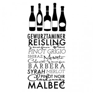Wine Title List with Wine Bottles Urban Quote Pattern - Wall Decal ...