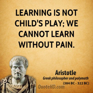 Learning is not child's play; we cannot learn without pain.