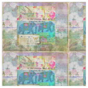 Inspirational Gandhi Change quote Fabric