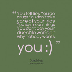 You tell lies You do drugs You don\'t take care of your kids You say ...
