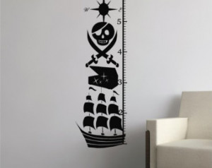 Pirate Growth Chart Ship Skull Vinyl Decor Wall Lettering Words Quotes ...