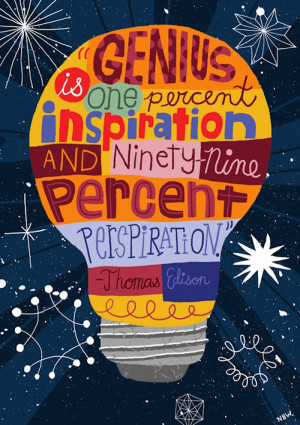 ... Williams Illustration - Thomas Edison, Quote, Lettering, Light Bulb
