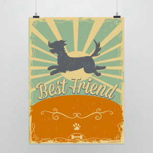 ... Friendship Animal Dog Vintage Retro Poster Wall Quotes DIY Canvas
