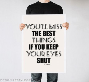 Quote poster print, Dr. Seuss inspirational saying art, Black and ...