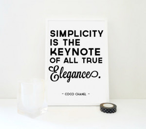 Simplicity Coco Chanel Quote Typography Art by SacredandProfane