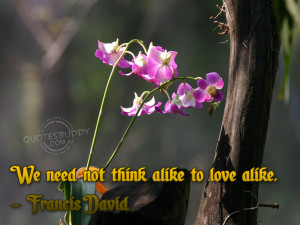 we need not think alike to love alike francis david